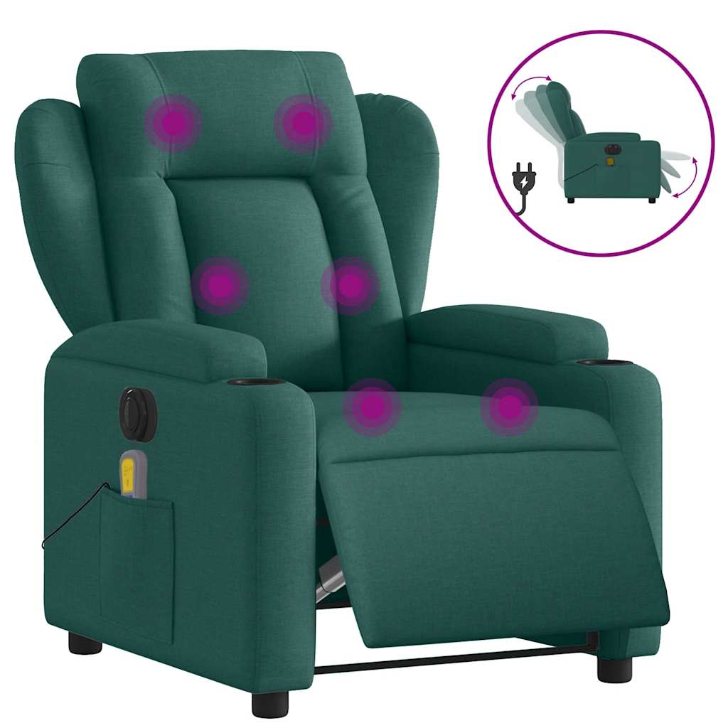 Electric Massage Chair Dark Green Fabric