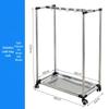 Stainless Steel Movable Mop and Broom Storage Rack for Commercial Hotel Linen Cart.