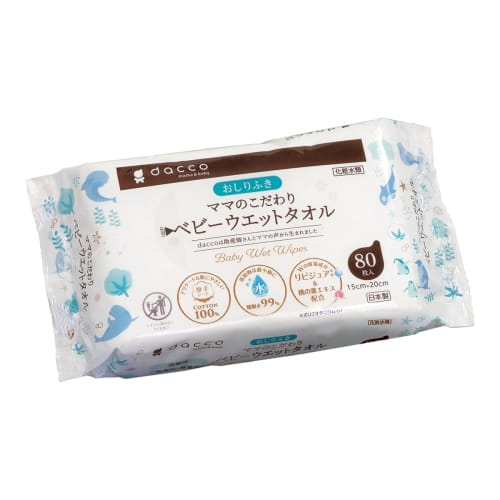 dacco (Dacco) Mom's Choice Baby Wet Towels, 80 count, 100% Cotton, Made in Japan, 84603