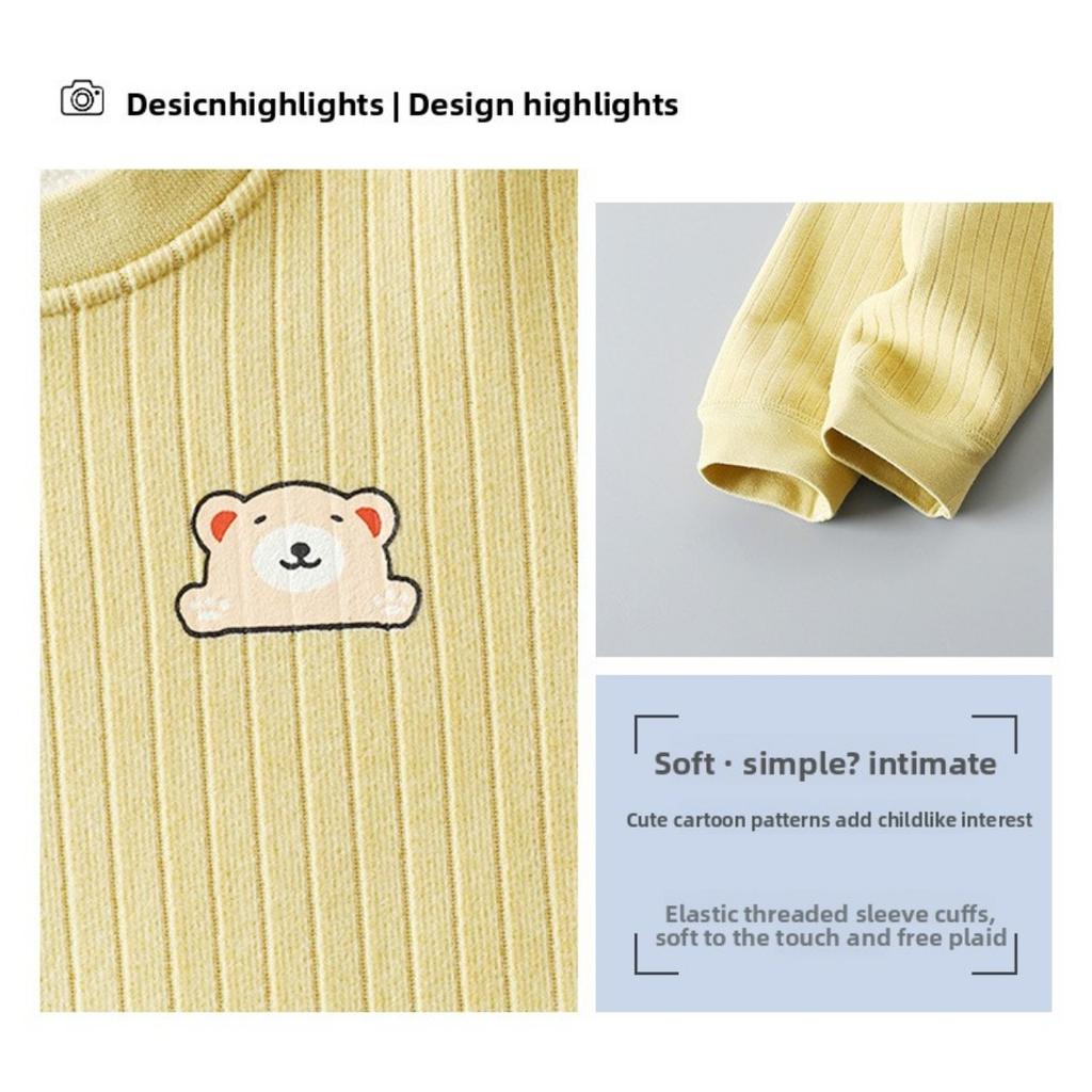 Children's Warmth Set with Thick Velvet for Autumn and Winter, New Baby Underwear, Mid Autumn Clothes, Autumn Pants, Children's Set