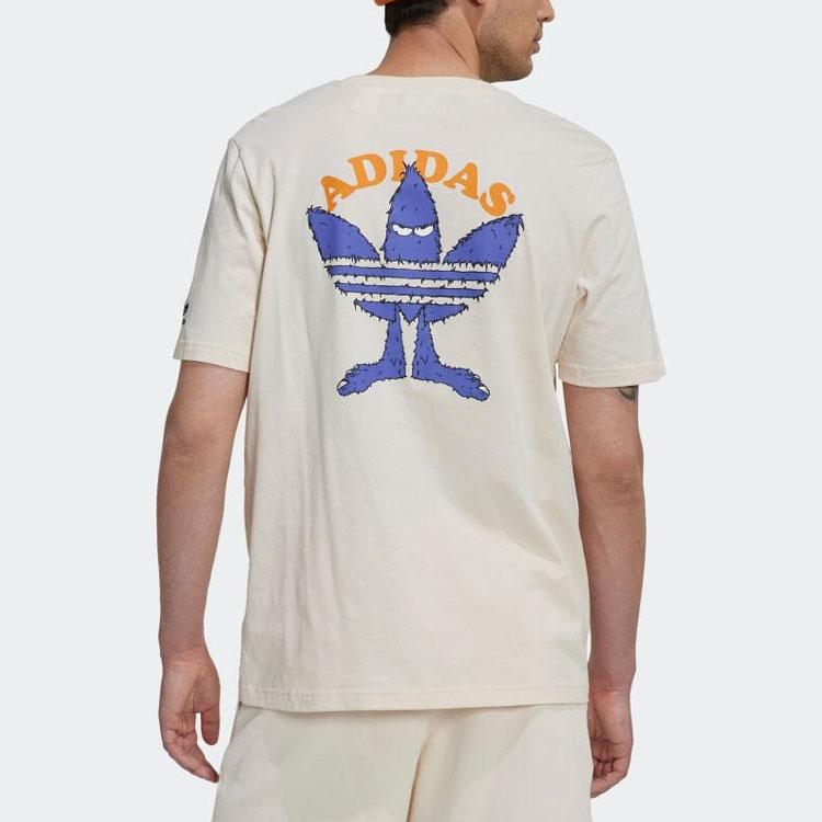 Adidas Originals Trefoil Simple Letter Logo Casual Round Neck Pullover Short Sleeve T-Shirt Men Tops Off-White HM2492