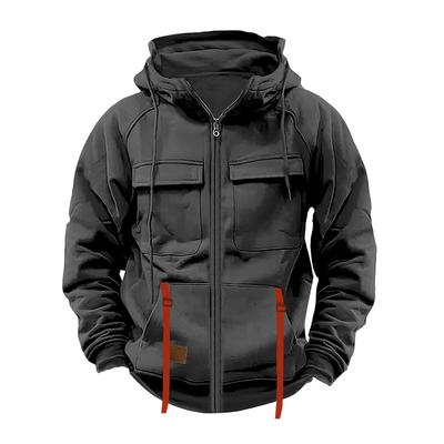 Men Hooded Sweatshirt Long Sleeve Zip Hoodie Trendy Casual Workout Zipper With Pockets