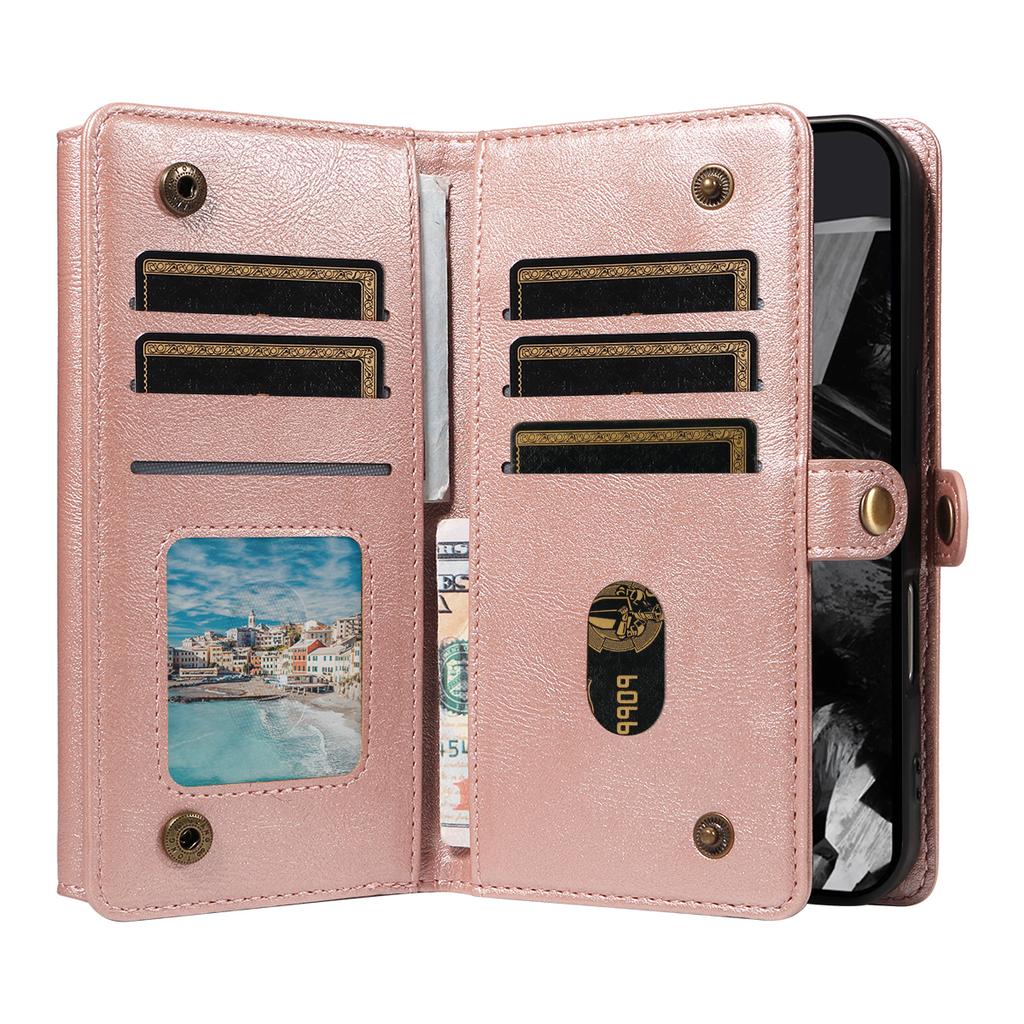 For Google Pixel 10 Pro/Google Pixel 9/Google Pixel 9 Pro/Google Pixel 10 Case YIKATU YK-008 Zipper Wallet Leather Phone Cover with Shoulder Strap