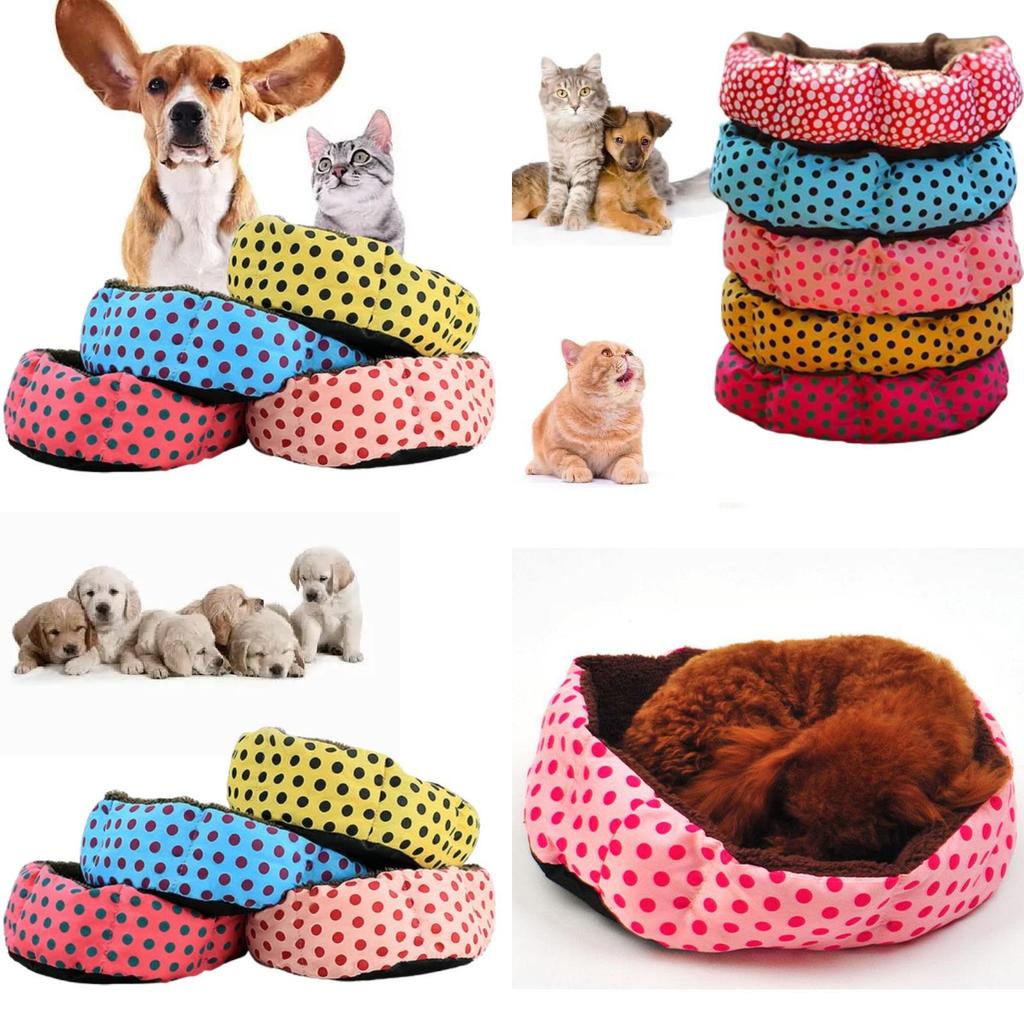 Premium Quality Washable Octagonal Dog Bed With Dot Design Soft Cotton Velvet For All Seasons