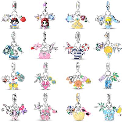 Copper Original Ocean Princess Magic Mirror Princess Rose Princess Charms Pendants Fit Diy Bracelets Party Jewelry