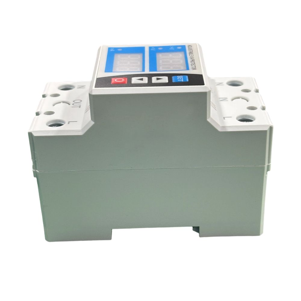 

Self Resetting Over Under Voltage Protector Two Display Adjustable Voltage Protective Device Intelligent Design DIN Rail 1A