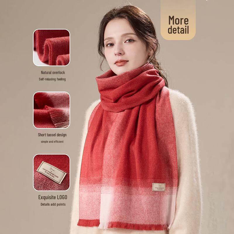 JIUMU Women's Gradient Pure Cashmere Scarf and Shawl