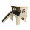 Guinea Pig Hideout with Ramp Non-Slip Wooden Pet Cabin Cushion Compact
