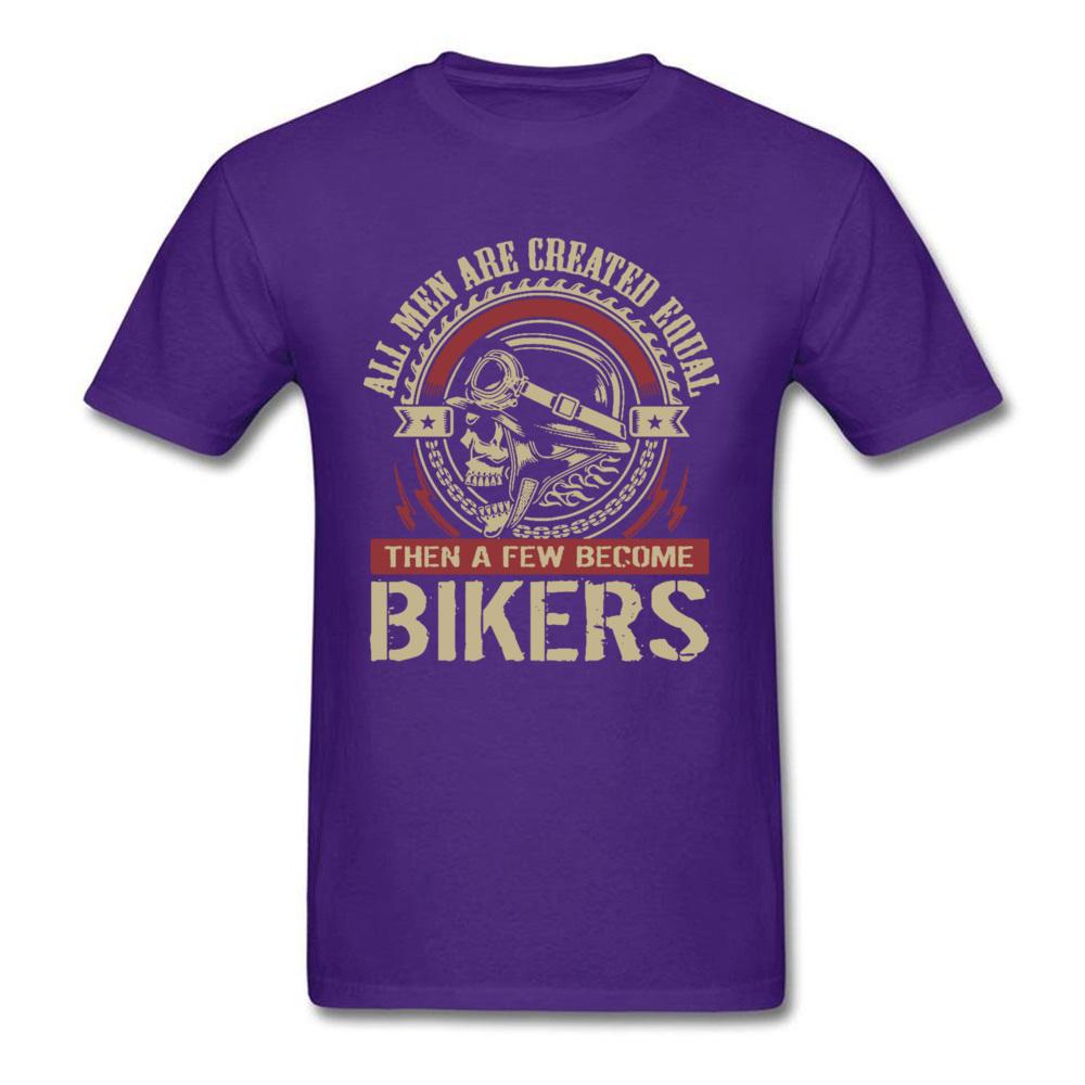 Vintage Motorcycle Skull Tshirt All Men Are Created Equal Then A Few Become Bikers Summer Motorbike Tops & Tees New