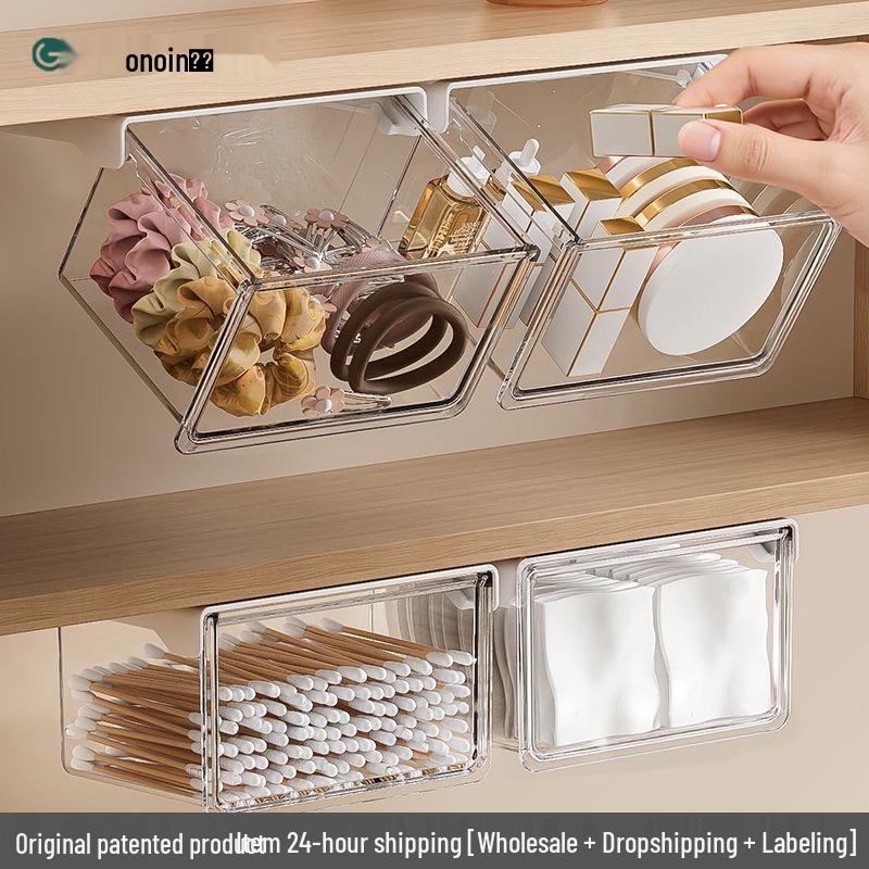 Clear Mirror Storage Cabinet: Dustproof, Waterproof, Drawer-Style for Bathroom or Office Desk