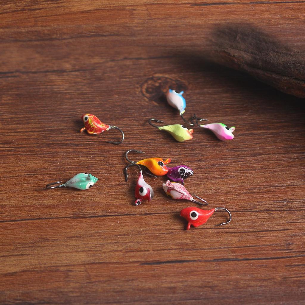 10-Color Dolphin-Lead Micro-Lure 1.6g Fishing Hook, Soft Bait Ice Fishing Hook