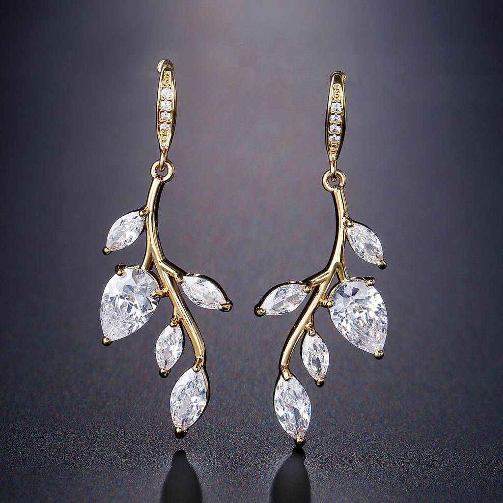 ZAKOL Luxusní markýzový list Zirkon Svaté náušnice Buling Čirý křišťál CZ Visací náušnice Glamour Svatba Zirkon pro ženy