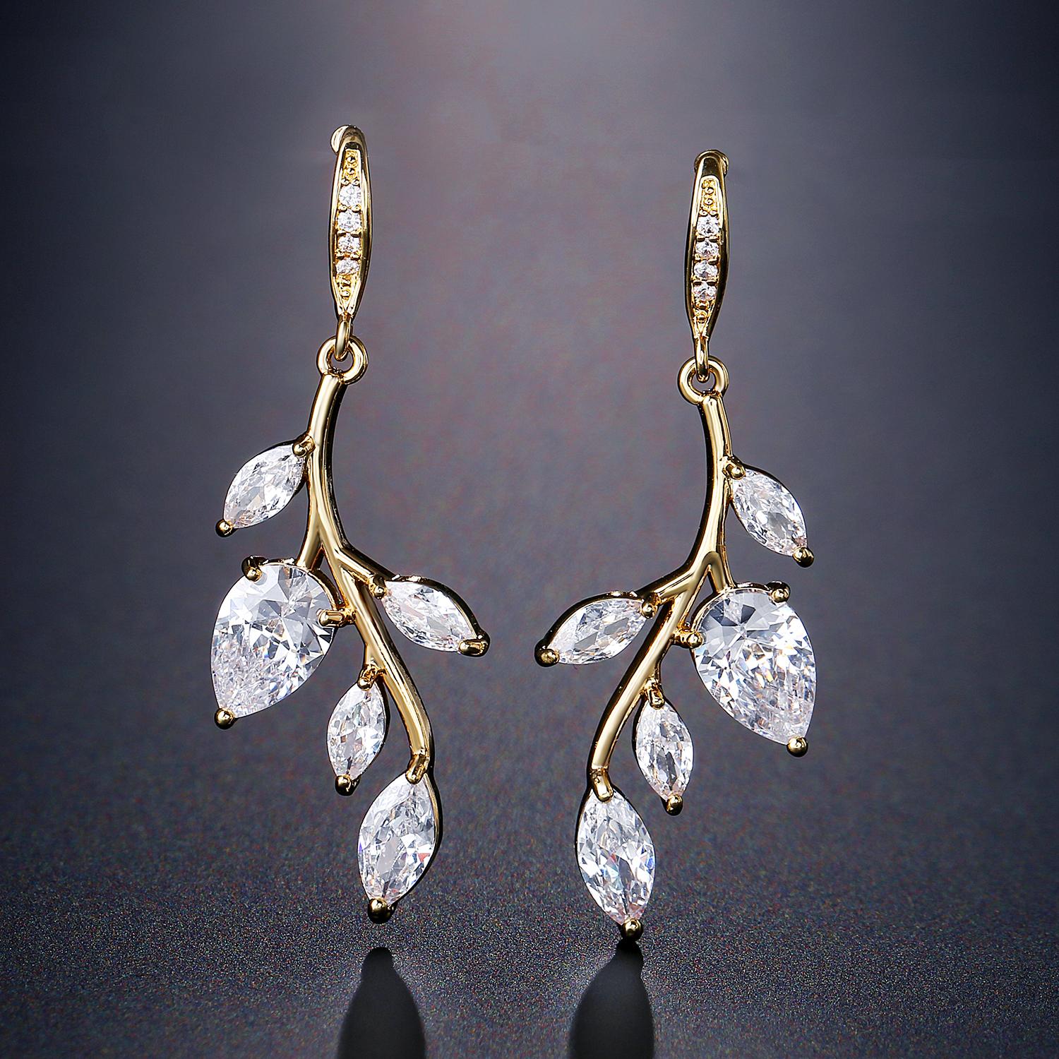 

ZAKOL Роскошные серьги-подвески с цирконом в форме листа маркизы, Булинг, Прозрачный кристалл, CZ, Гламур, Свадебный циркон для женщин