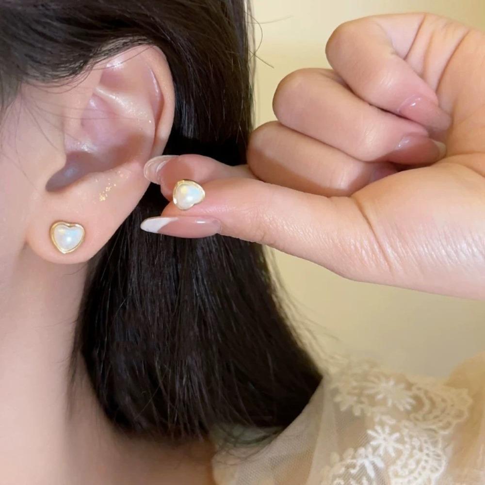 S925 Silver Needle Light Luxury Pearl Zircon Earrings Women's High-end Temperament Niche Versatile Stud Earrings
