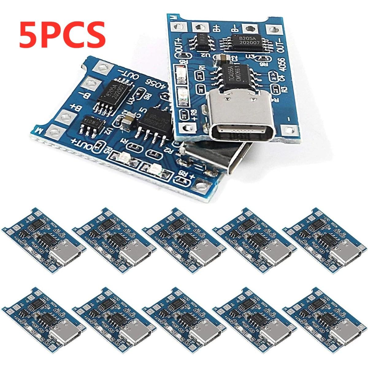 

2/5PC Type-C Micro Mini 5V1A 18650 TP4056 Літієва батарея Зарядний модуль Плата зарядки із подвійним захистом 1A Li-ion 2pcs/18650 Type-c