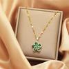 Titanium Steel Emerald Zirconia Flower Necklace - Elegant, Versatile Clavicle Chain with Exquisite Pendant for Women