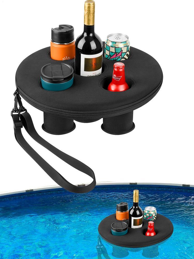 Pool Getränkeschaum Schwimmender Getränkehalter Sommer Aufblasbarer Schwimmer Bier Trinkkühler Tisch mit 5 Löchern Bier Tablett Becherhalter