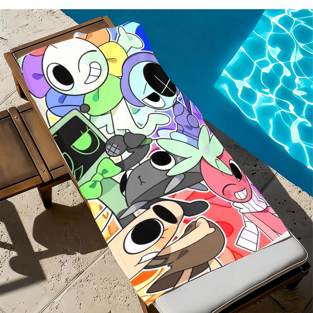 Cartoon D-Dandy's World Print Kids Beach Towel Microfiber Ultra Soft Quick Dry High Water Absorption Towel For Swimming Pool