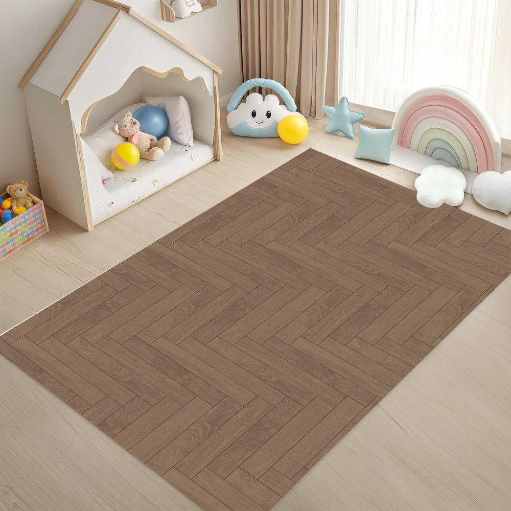 Realistic Wood Texture Carpet Large Brown Wood Grain Floor Mat for Modern Living Room  Kitchen Coffee Table Floor Mat Gifts