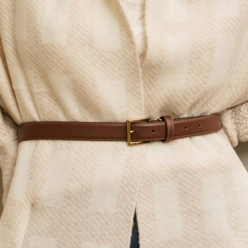 DakS Brown Gold Buckle Leather Women S Belt Dbbe6e755w3