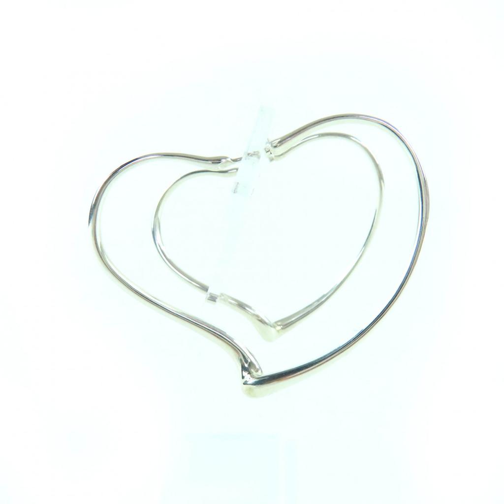 Excellent TIFFANY&Co. Open Heart Hoop Earrings, Medium Silver AG925 Women Used