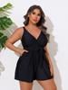Women's Plus Size Deep V Strappy Swimsuit Boxers: Slimming One-Piece Vacation Swimwear