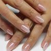 24Pcs Short Aurora Cat Eye French Tip Press On Nails Metallic Chrome Full Cover Fake Nail Tips