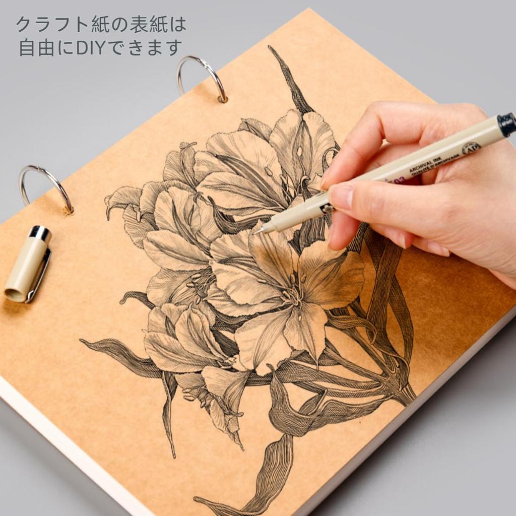 Voyyphixa Sketchbook A5 Drawing Book 60 with Buckle Removable Kraft Cover DIY Painting Thick Manga Colored Pencil Drawing Sketching Graffiti