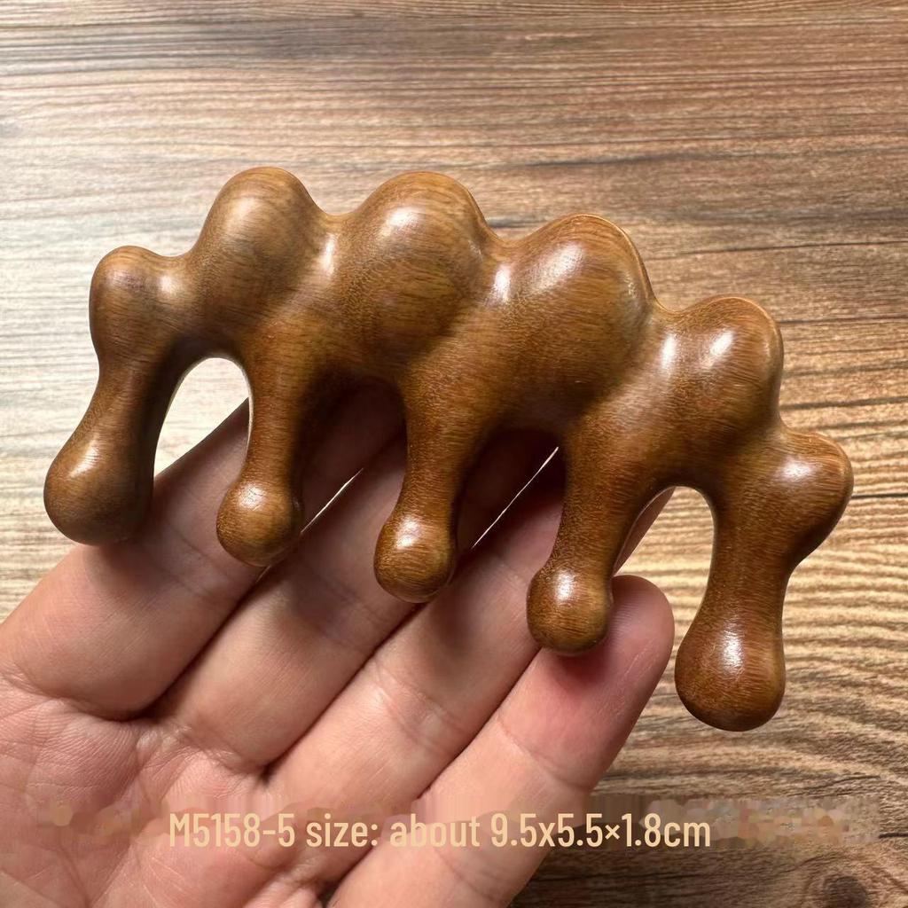 Green Sandalwood Carved Portable Scalp Massage Comb for Women