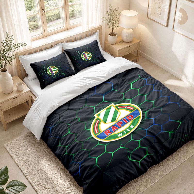 Bedding Set 1 Duvet Cover 2 Pillowcases Rapid Wien FC Print Bedroom Home Decoration