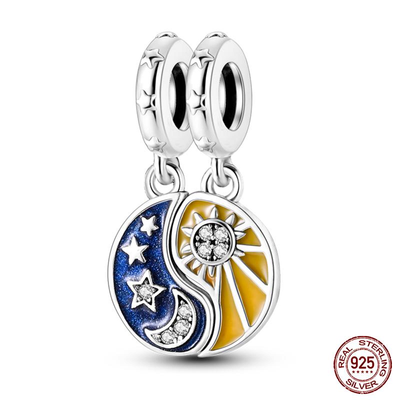 Fashion Copper Sparkling Zircon Star Moon Series Charms Beads Fit Qikaola Original Bracelets Diy Birthday Jewelry