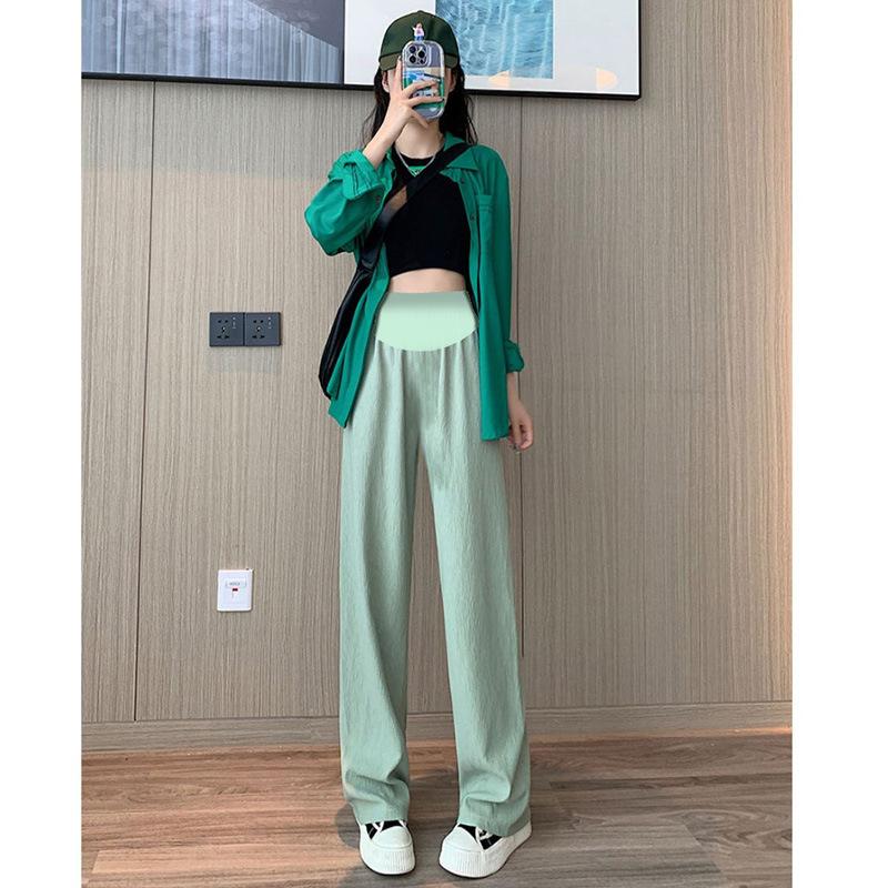 

Брюки клёш для беременных летние тонкие верхняя одежда летние новые маленькие повседневные брюки в пол ледяные брюки летняя одежда XXL（150-180） мятный зеленый