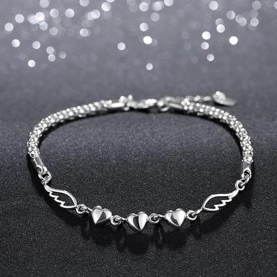 925 Sterling Silver Romantic Heart Love Bracelet for Woman Luxury Fashion Jewelry Party Wedding Accessories Gifts