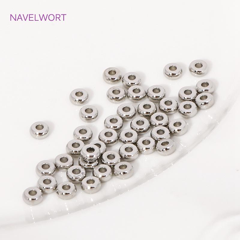 4/5mm 18K Gold Plated Round Spacer Beads Brass Flat Loose Beads For DIY Bracelet Necklace Jewelry Making Accessories Findings