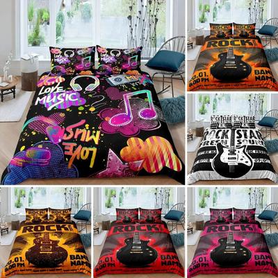 Rockemusikk King Queen Dynetrekk Elektrisk Gitar Punkstil Sengetøy Ungdomsmote Hip Hop 3D Polyester Dynetrekk