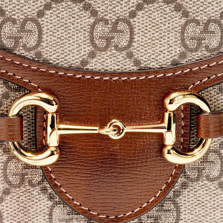 Gucci Borsa per telefono in tela e pelle con logo Horsebit 1955 Borsa a tracolla unisex Marrone Ebano 625615-92TCG-8563