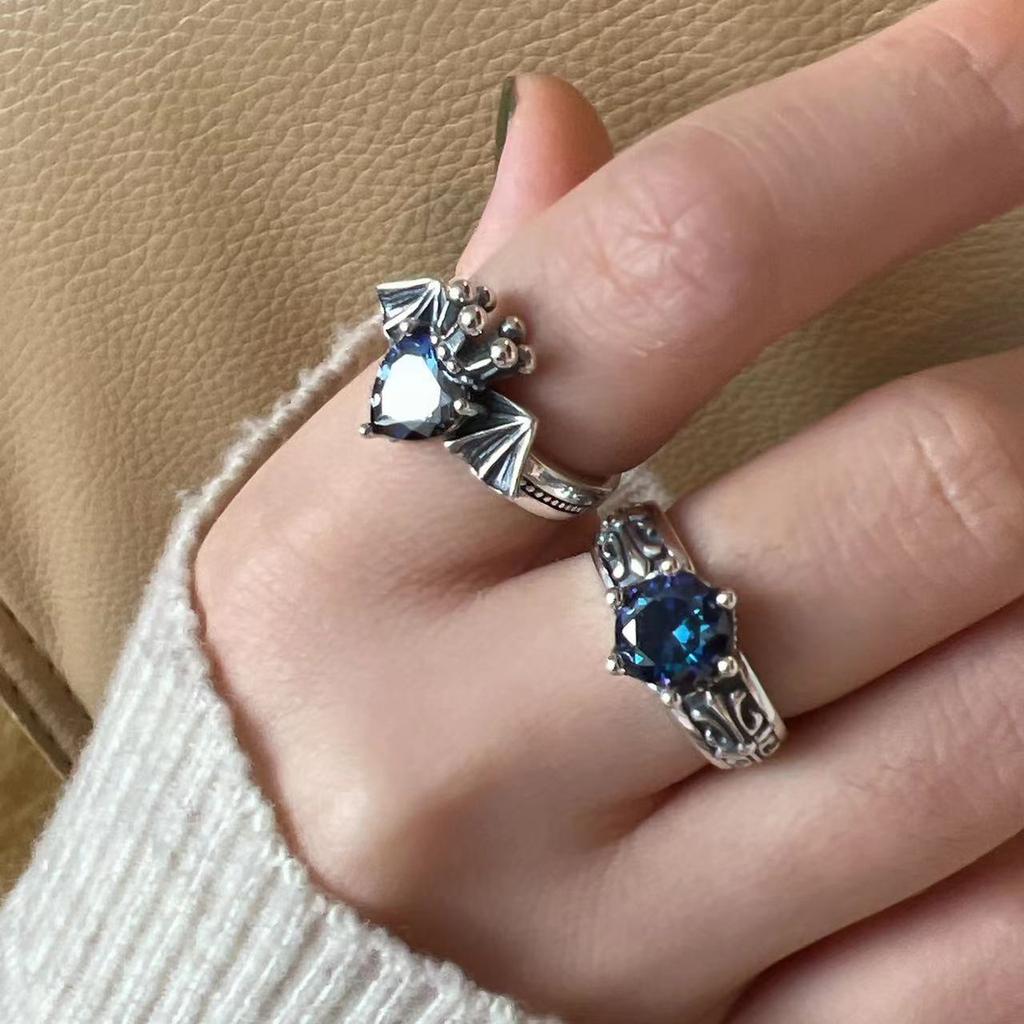 New Arrival Retro Crown Devil Shiny CZ Zircon Star Thai Silver Female Party Ring  For Women Never Fade Cheap Gifts