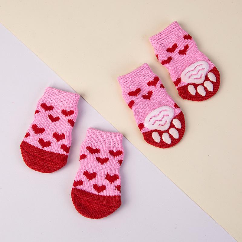 Spot Pet Non-Slip Knitted Socks 4-Pack for Small Dogs - All Seasons Dog Foot Covers