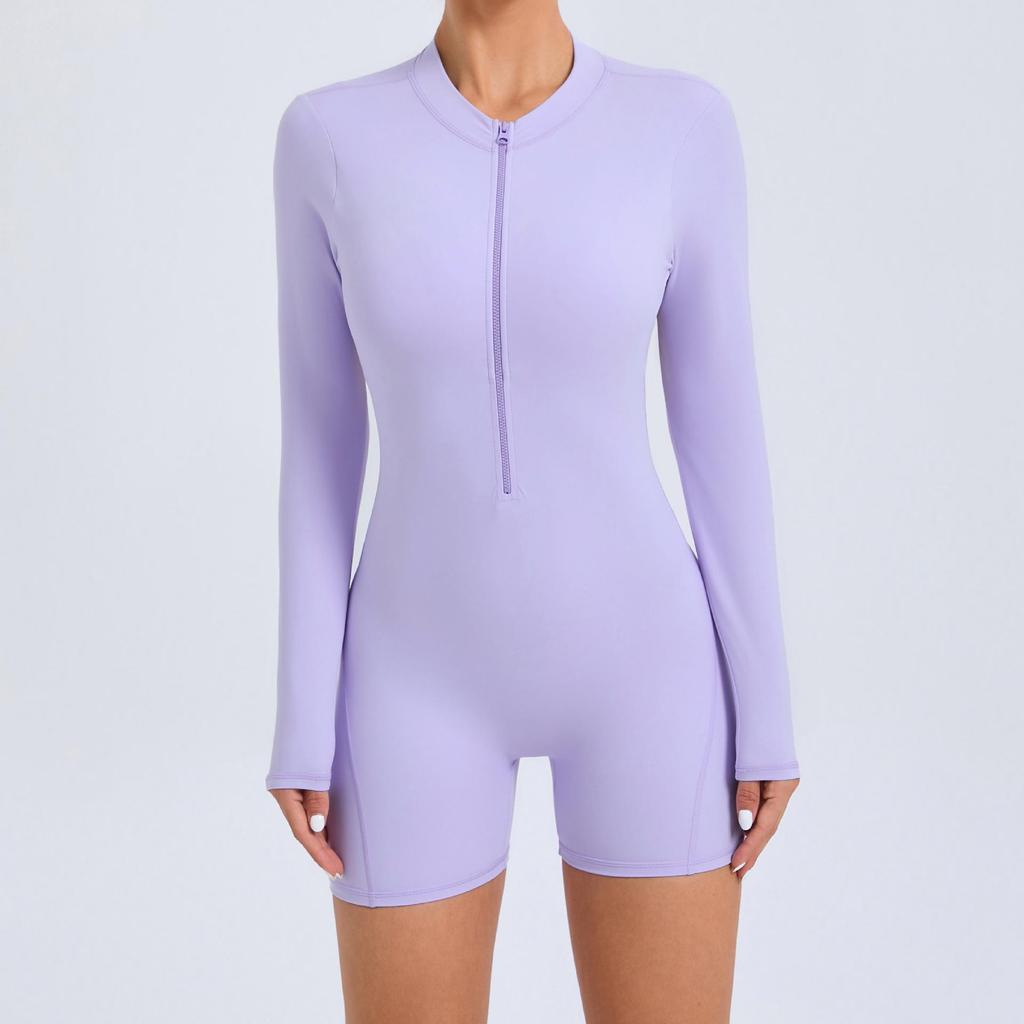 Chic One-Piece Zip Jumpsuit - Long-Sleeve, Backless Yoga Outfit & Sexy Fitness Wear