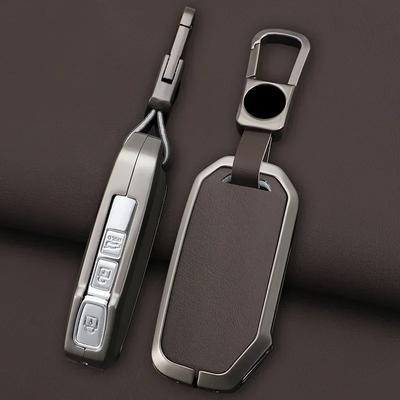 Zinc Alloy + Genuine Leather Auto Key Fob Cover Fit For Kia Sportage Ray Sorento Soul Telluride Cerato K5 K8 Smart Key Fob Mount