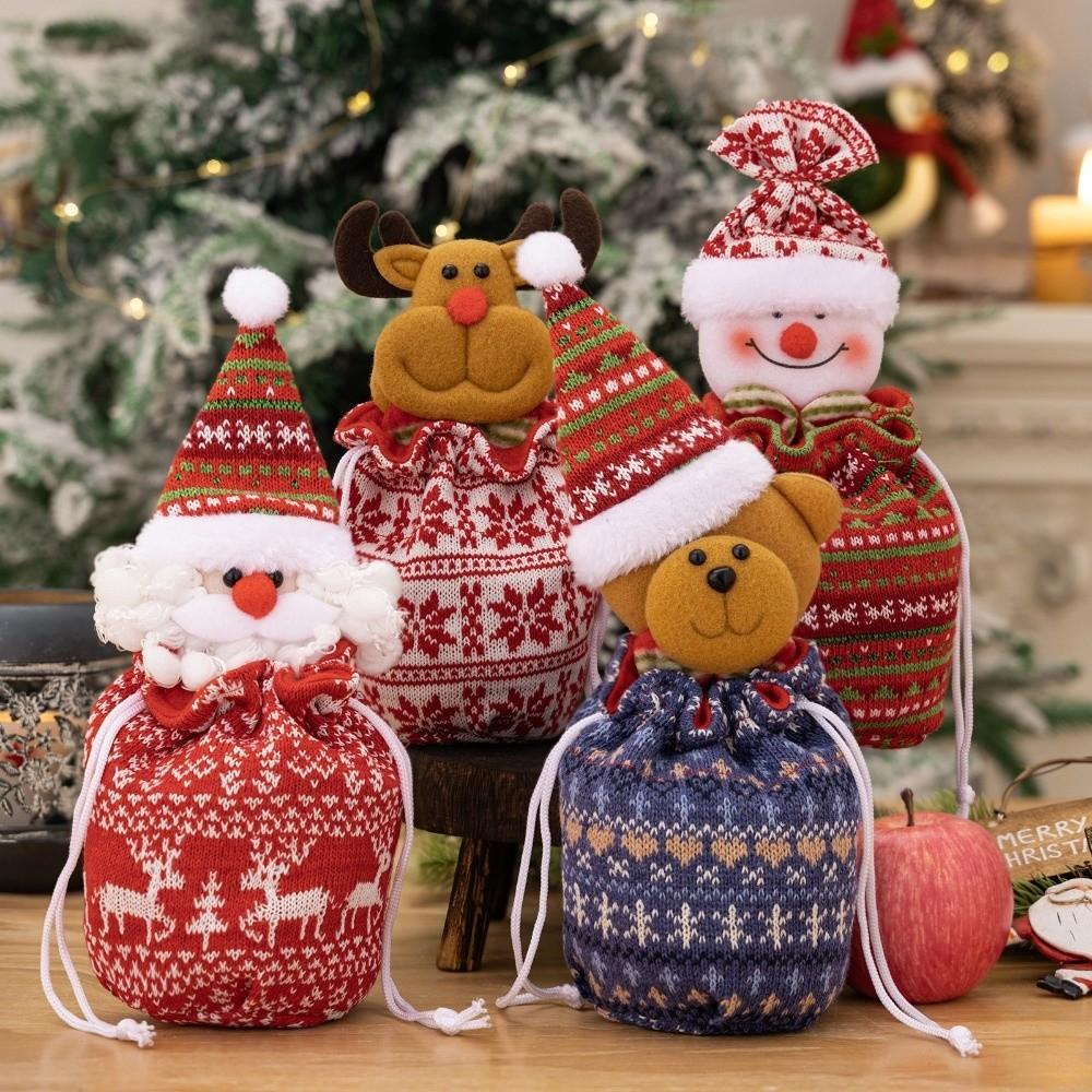 Knitted Christmas Knitted Gift Bags 3D Cartoon Candy Storage Bags  New Year Celebration