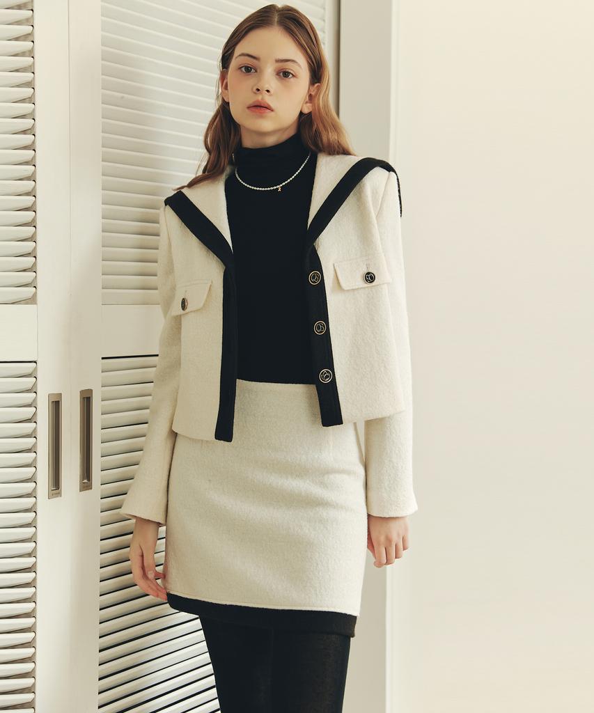Zero Street Mellow Boucle Wool Skirt / Ivory