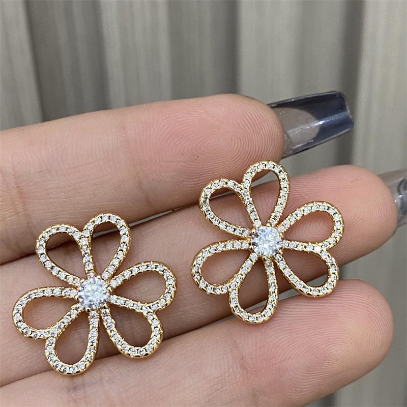 Горячая Распродажа Fanjia Полностью Алмазные Полые Серьги-Клевер Серьги Серьги