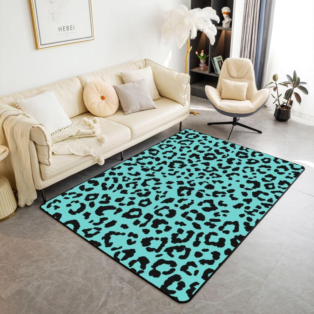 Erosebridal Lucky 8 Ball Area Rugs for Living Room 3x5 Leopard Print Cherry Non Slip Rug Trendy Cheetah Decorative Washable Rug Modern Funky