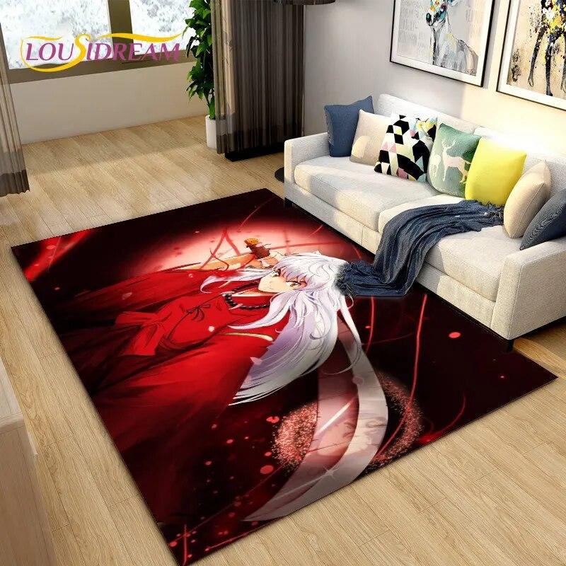 Inuyasha Japan Anime Cartoon Area Rug,Carpet Rug for Living Room Bedroom Sofa Doormat Decoration,Kids Play Non-slip Floor Mat
