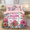 3Pcs Mother'S Day Floral Printed Down Duvet Cover Set, Multi Size Bedroom Bedding Decoration, Machine Washable