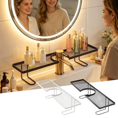 Kitchen Sink Faucet Organizer Vertical Faucet Soap Holder Rack No Mounted Shower Sink Shelf For Countertop Bathroom Apartment