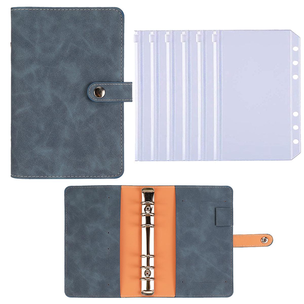 1pcs Loose-leaf Shell + 6pcs Zipper Bag, Deposit Book, Loose-leaf Note Multi-functional Storage Book, Accounting Plan Book синий