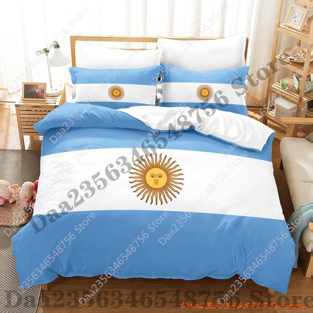 Kpop Cool Argentina Flag Bedding Set Single Twin Full Queen King Size Bed Set Adult Kid Bedroom Duvetcover Sets 3D Print Bed She