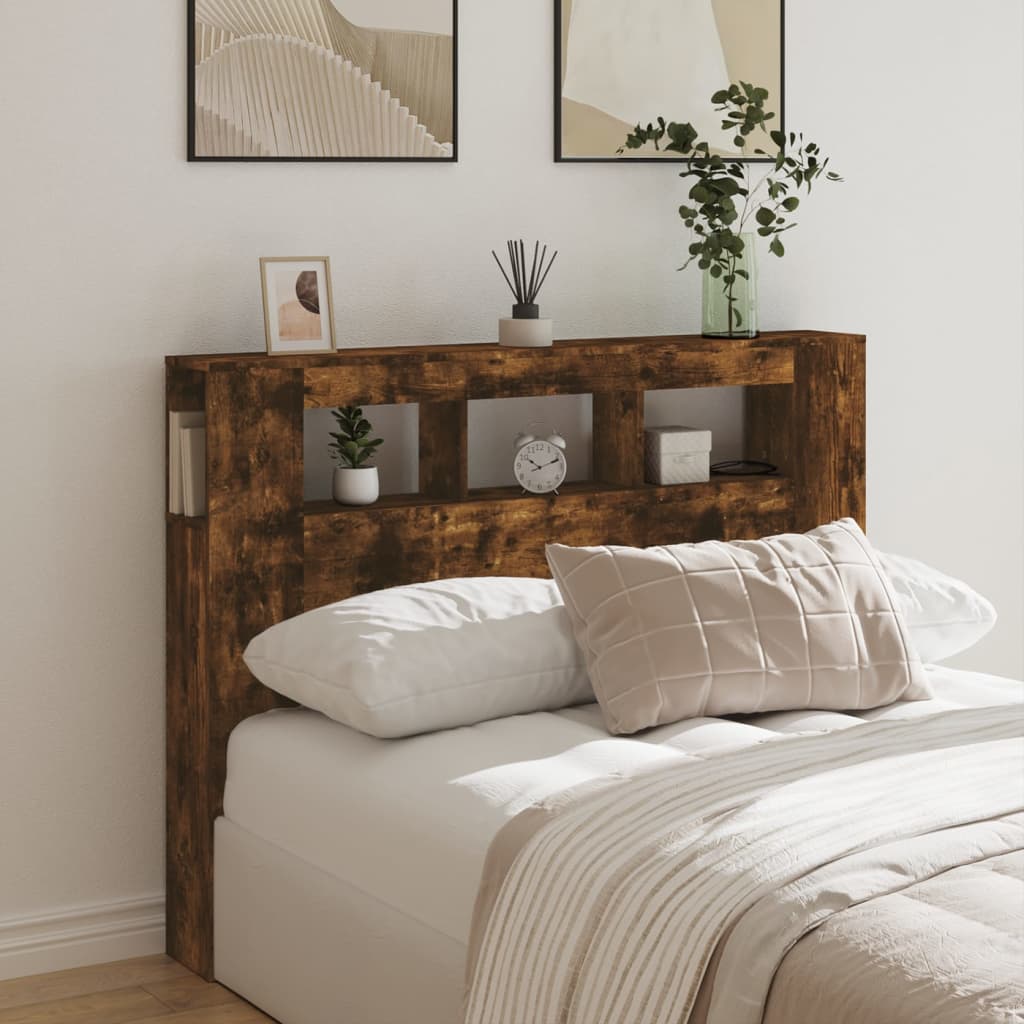vidaXL LED-Kopfteil Räuchereiche 140x18,5x103,5 cm Holzwerkstoff